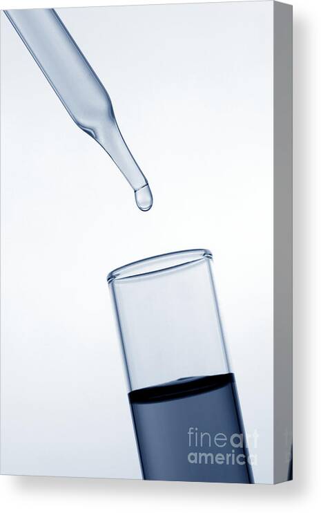 Test Canvas Print featuring the photograph Test Tube in Science Research Lab #25 by Olivier Le Queinec
