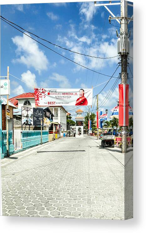 Ambergris Caye Canvas Print featuring the photograph Street Scene of San Pedro #4 by Lawrence Burry