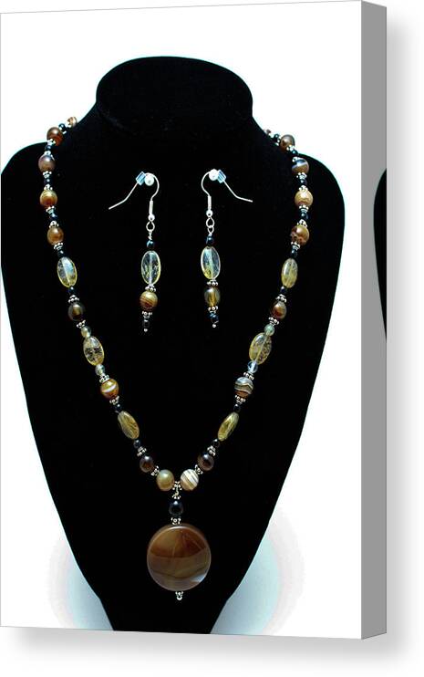 Jewelry Canvas Print featuring the jewelry 3509 Amber Striped Onyx Set by Teresa Mucha