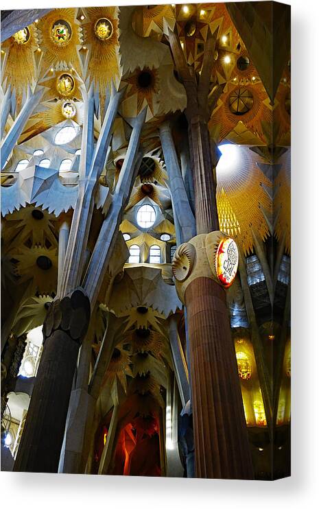 Church Canvas Print featuring the photograph Artistic Achitecture Within The Sagrada Familia In Barcelona #39 by Rick Rosenshein
