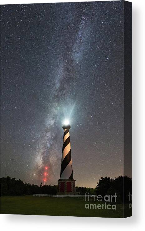Cape Hatteras Lighthouse Canvas Print featuring the photograph Cape Hatteras Lighthouse Milky Way #4 by Michael Ver Sprill
