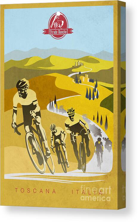 Vintage Cycling Canvas Print featuring the painting Print by Sassan Filsoof