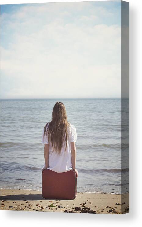 Girl Canvas Print featuring the photograph Red Suitcase #4 by Joana Kruse
