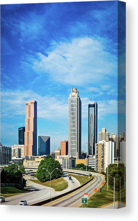 Atlanta Canvas Print featuring the photograph Atlanta Downtown Skyline With Blue Sky #5 by Alex Grichenko