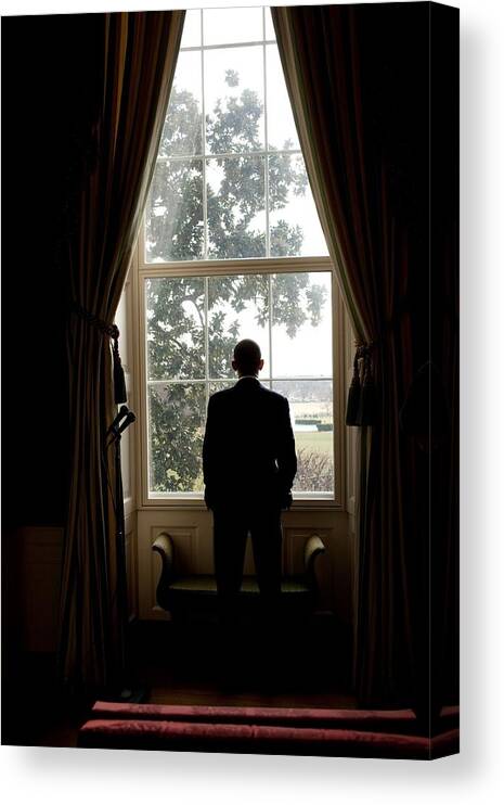 History Canvas Print featuring the photograph President Barack Obama Looks #5 by Everett