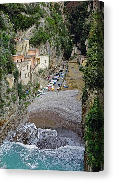 Amalfi Coast Canvas Print featuring the photograph This Is A View Of Furore A Small Village Located On The Amalfi Coast In Italy #5 by Rick Rosenshein