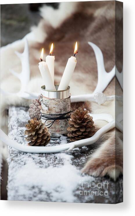 Reindeer Horn Canvas Print featuring the photograph Candles #6 by Kati Finell