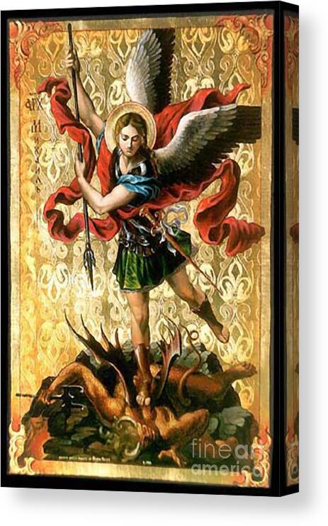 Picture Canvas Print featuring the painting St. Michael #7 by Archangelus Gallery