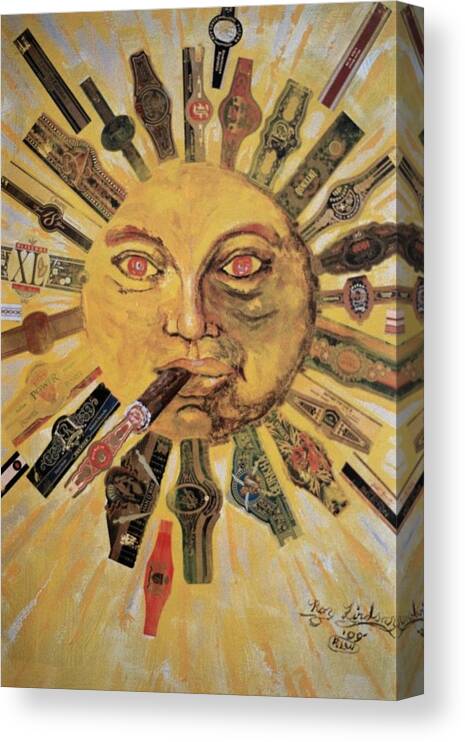 Sun Canvas Print featuring the mixed media A Good Smoke by Roy Woods