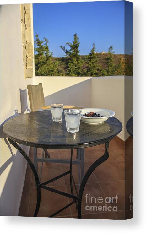 Ouzo Canvas Print featuring the photograph A greek afternoon by Patricia Hofmeester