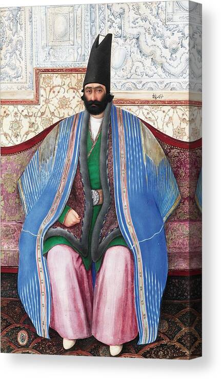 A Portrait Of Farrokh Khan Amin Al-dowleh Canvas Print featuring the painting A portrait of Farrokh Khan Amin al-Dowleh by Eastern Accents