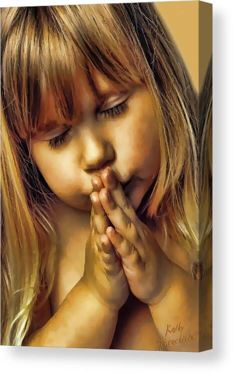Little Girl Canvas Print featuring the photograph A Prayer For My Dad by Kathy Tarochione