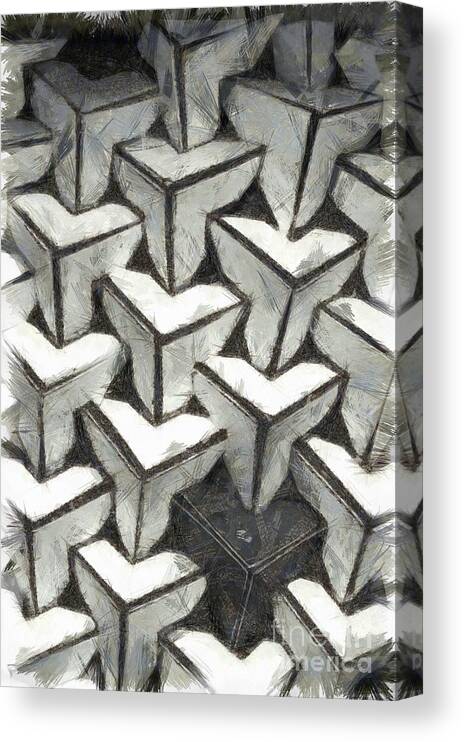 Abstract Canvas Print featuring the mixed media Abstract Cubes Variations by Edward Fielding