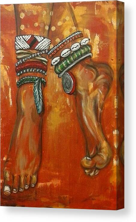 African Feet Canvas Print featuring the painting Adornment by Jenny Pickens