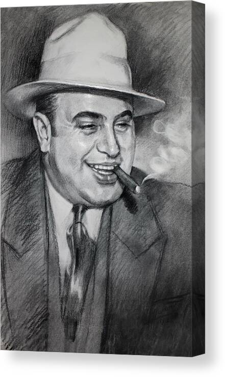 Al Capone Canvas Print featuring the drawing Al Capone by Ylli Haruni