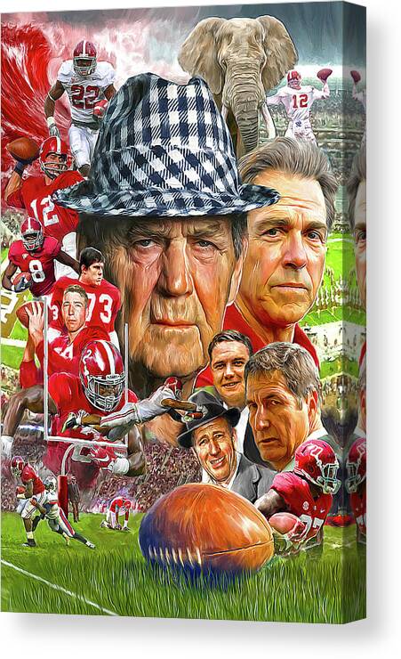 Alabama Football Canvas Print featuring the painting Alabama Crimson Tide by Mark Spears