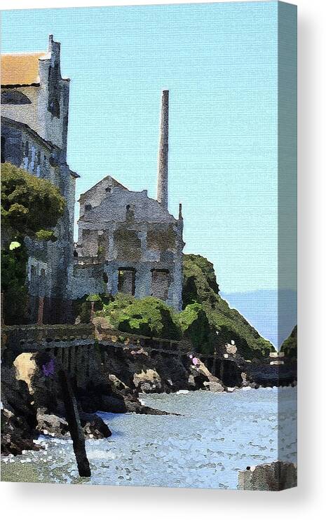 Alcatraz Canvas Print featuring the photograph Alcatraz Island - Palette Knife by Lou Ford