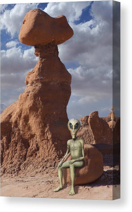 Aliens Canvas Print featuring the photograph Alien Vacation - Goblin State Park Utah by Mike McGlothlen