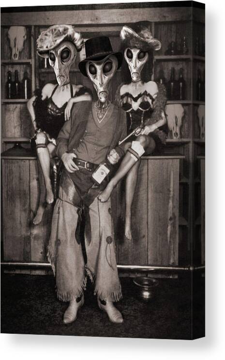 Old Time Photo Canvas Print featuring the photograph Alien Vacation - Old Time Photo by Mike McGlothlen