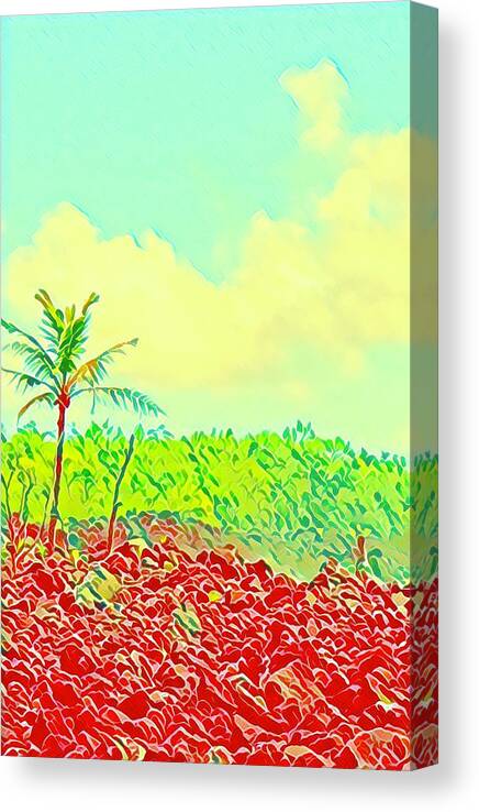 #flowersofaloha #aloha #hawaii Canvas Print featuring the photograph Aloha Lava Aina Hawaii Sky by Joalene Young