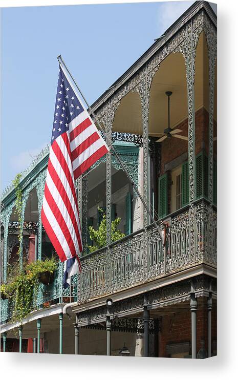 American Flag Canvas Print featuring the photograph American French Quarter by Lauri Novak