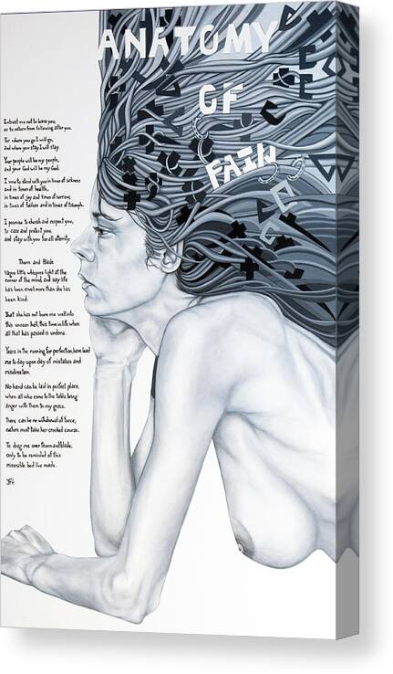 Poetry Canvas Print featuring the painting Anatomy Of Pain by Judy Henninger