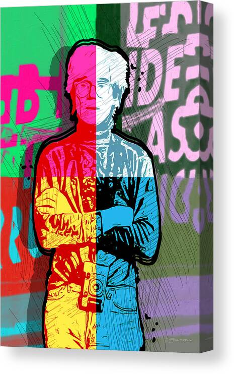 ‘andy Warhol Revisited’ Collection By Serge Averbukh Canvas Print featuring the digital art Andy Warhol with Camera - Tribute No. 2 by Serge Averbukh