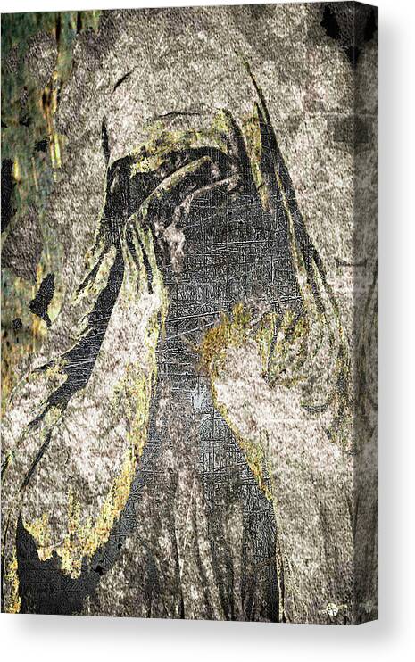 Stone Canvas Print featuring the mixed media Anguish In Bronze And Copper by Tony Rubino