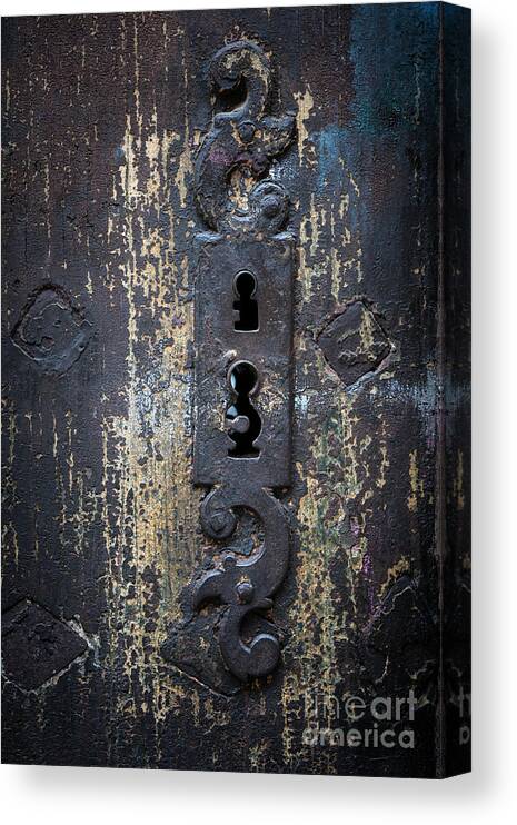 Keyhole Canvas Print featuring the photograph Antique door lock detail by Elena Elisseeva