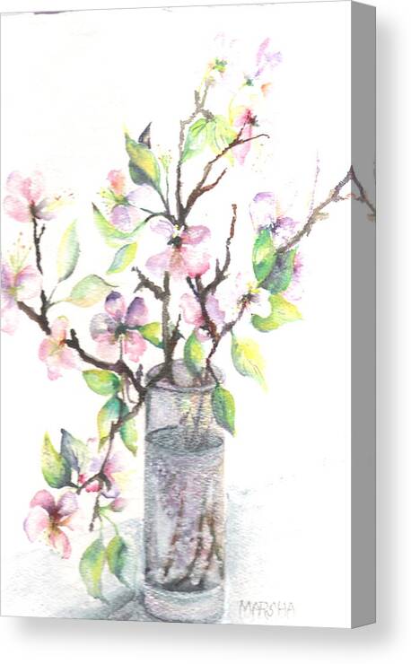 Floral Canvas Print featuring the painting Apple Blossoms by Marsha Woods