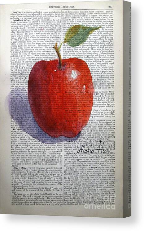 Antique Paper Canvas Print featuring the painting Kattywompus Apple on Antique Paper by Maria Hunt