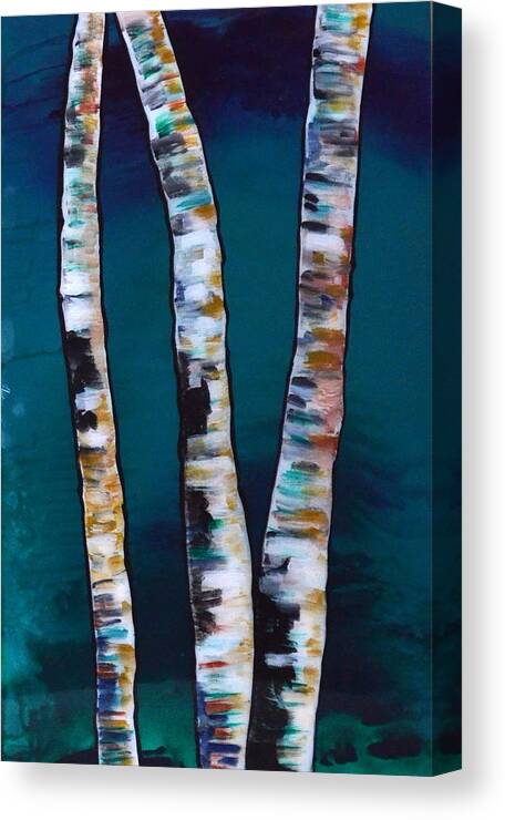 Abstract Canvas Print featuring the painting Aqua Birch resin by Heather Lovat-Fraser