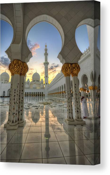 Abstract Canvas Print featuring the photograph Arch Sunset Temple by John Swartz