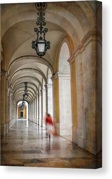 Lisbon Canvas Print featuring the photograph Arched Walkway Terreiro do Paco Lisbon Portugal by Carol Japp