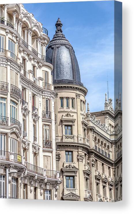 Gran Via Canvas Print featuring the photograph Architecture of Madrid by W Chris Fooshee