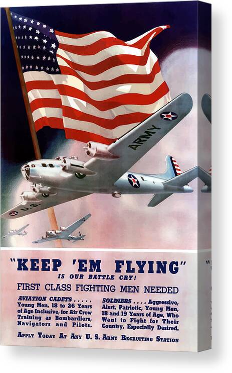 Army Canvas Print featuring the painting Army Air Corps Recruiting Poster by War Is Hell Store