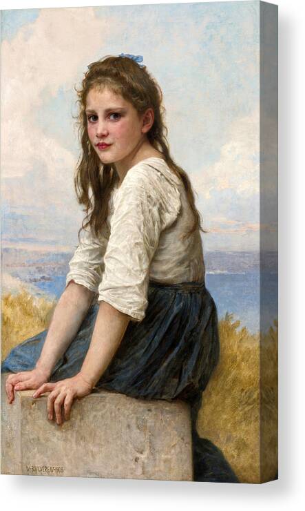 William-adolphe Bouguereau Canvas Print featuring the painting At the seaside by William-Adolphe Bouguereau