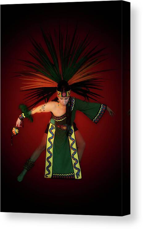 Native Dance Canvas Print featuring the photograph Aztec Dancer by Jeff Burgess