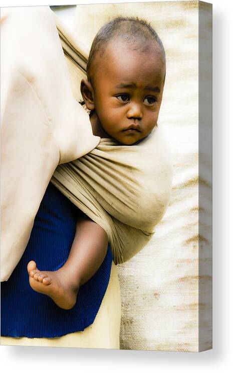 Madagascar Canvas Print featuring the photograph Baby in a Sling by Michele Burgess