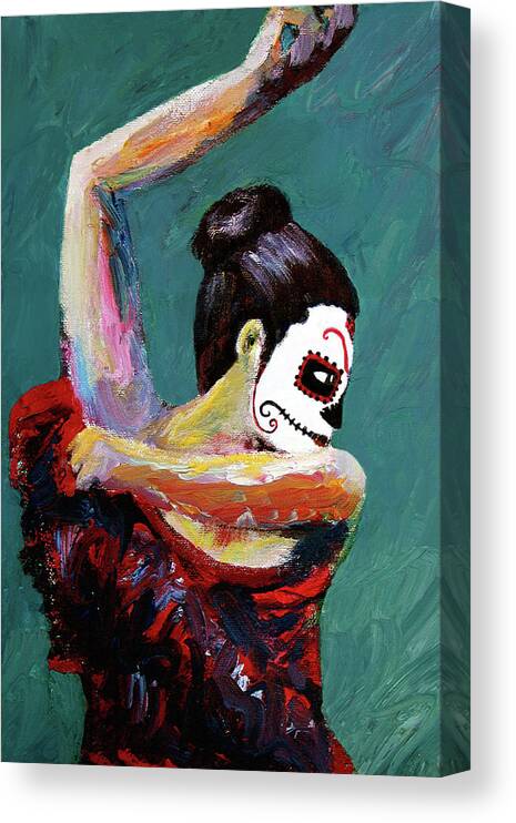 Woman Canvas Print featuring the painting Bailan de los Muertos by Frank Botello
