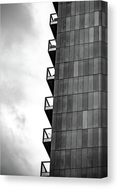 Balconies Canvas Print featuring the photograph Balconies in Black and White by Anthony Doudt
