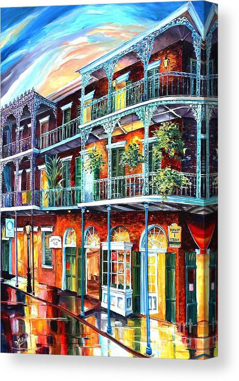 New Orleans Canvas Print featuring the painting Balconies on St. Peter Street by Diane Millsap