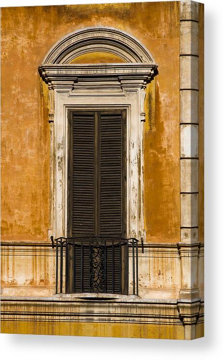 Building House Stone Fine Art Wall Art Office Art Brick Canvas Print featuring the photograph Balcony Rome Italy by Xavier Cardell