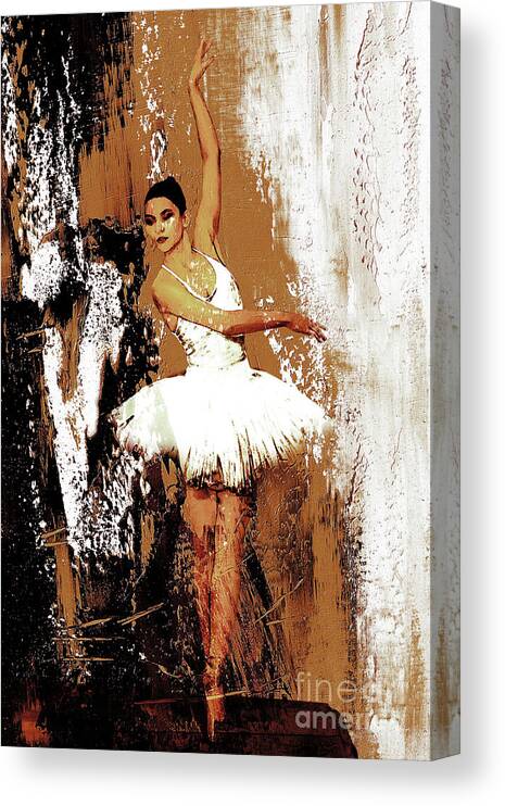 Ballerina Canvas Print featuring the painting Ballerina Dance 093 by Gull G