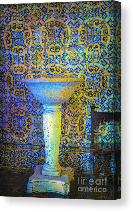 This Font In Portugal Has Witnessed May Baptisms. Canvas Print featuring the photograph Baptismal Font by Rick Bragan