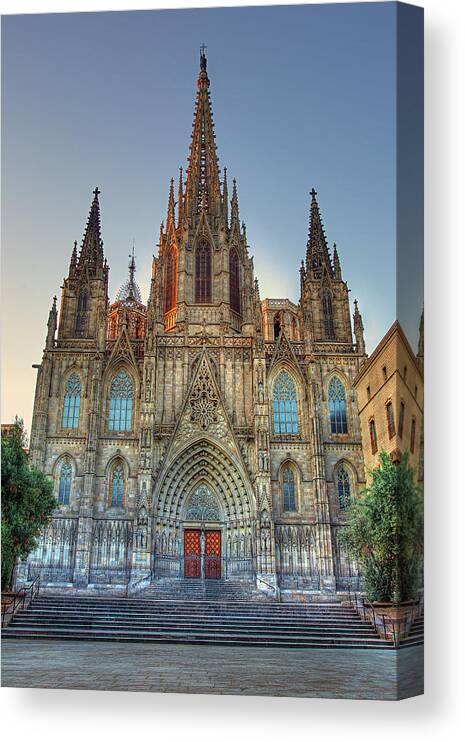 Barcelona Canvas Print featuring the photograph Barcelona Cathedral by Peter Kennett