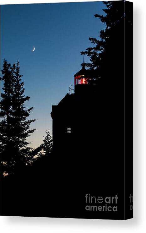 2017 Canvas Print featuring the photograph Bass Harbor Lighthouse Silhouette at Blue Hour by Craig Shaknis