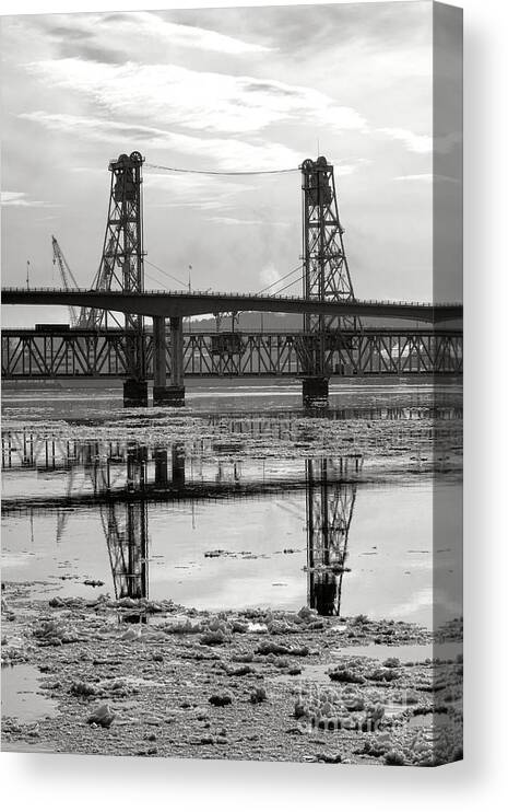 Maine Canvas Print featuring the photograph Bath Bridges in Winter by Olivier Le Queinec