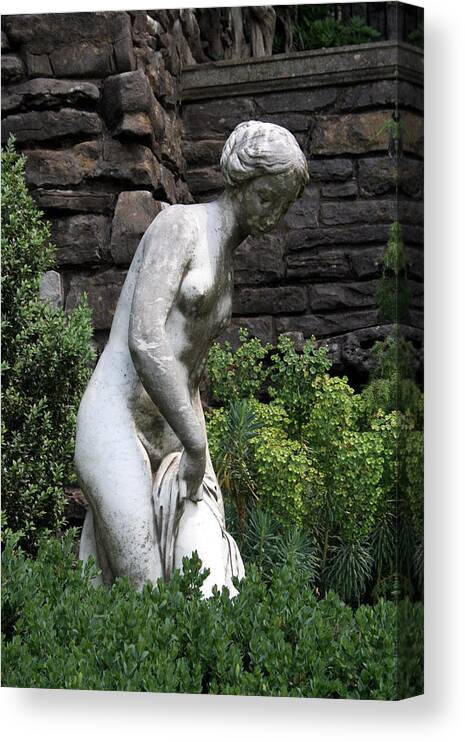 Nude Canvas Print featuring the photograph Bathing Nude Statue Cheek Mansion by Valerie Collins