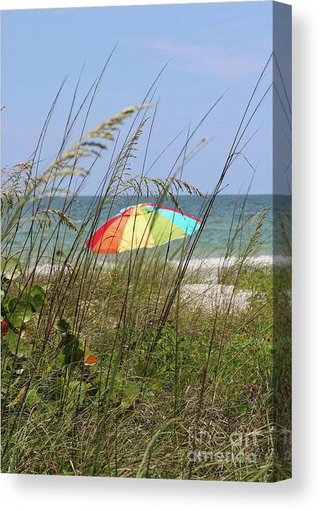 Beach Umbrella Canvas Print featuring the photograph Beach Umbrella by Carol Groenen